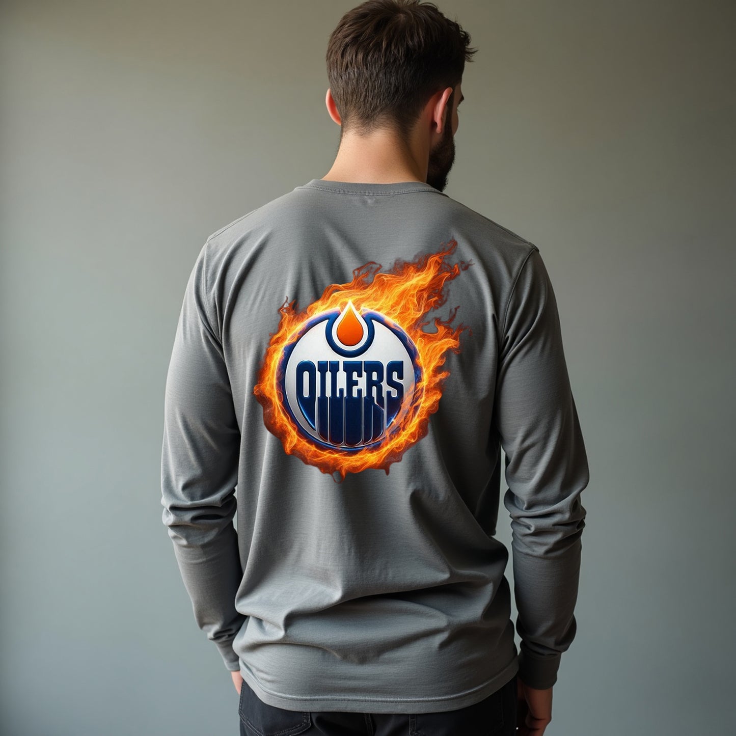 Edmonton Oilers, "The Flames" Long Sleeve T Shirt