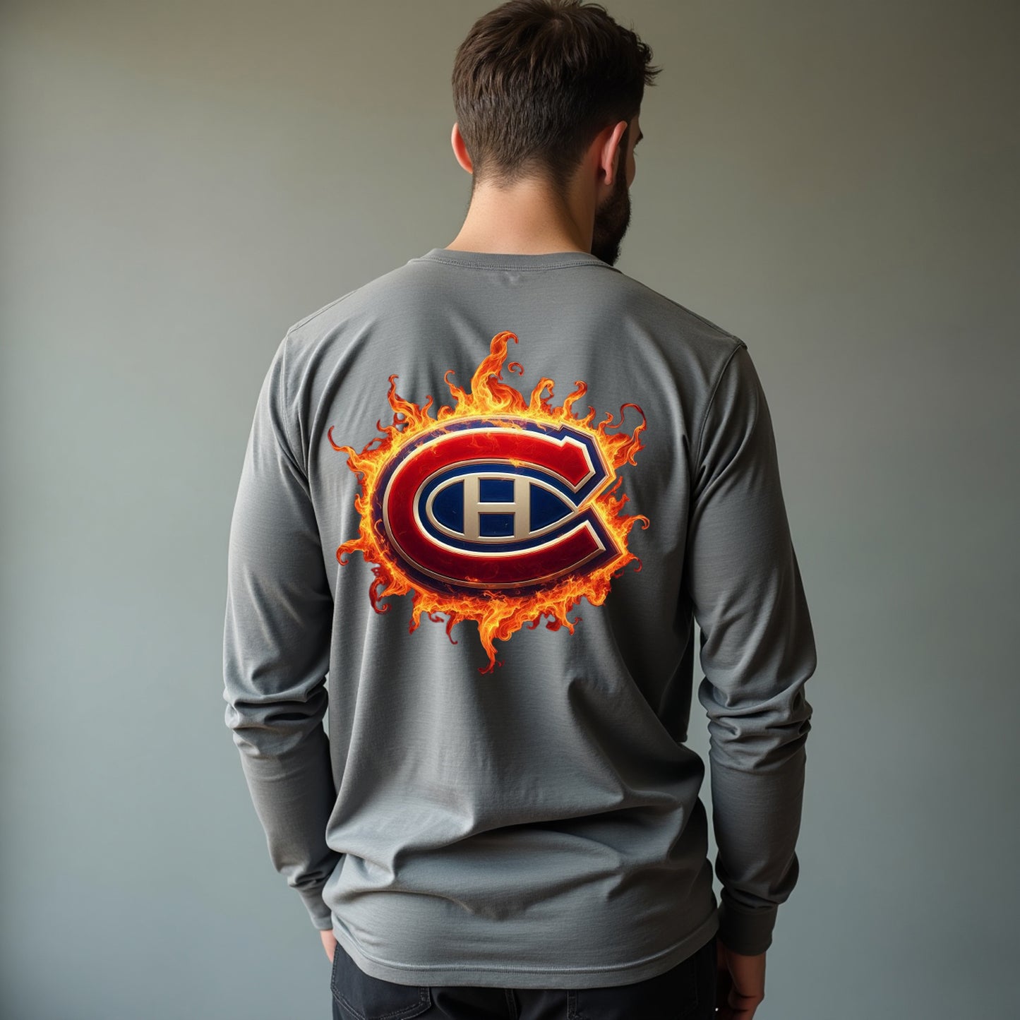 Montreal Canadiens, "Flames" Long Sleeve T Shirt