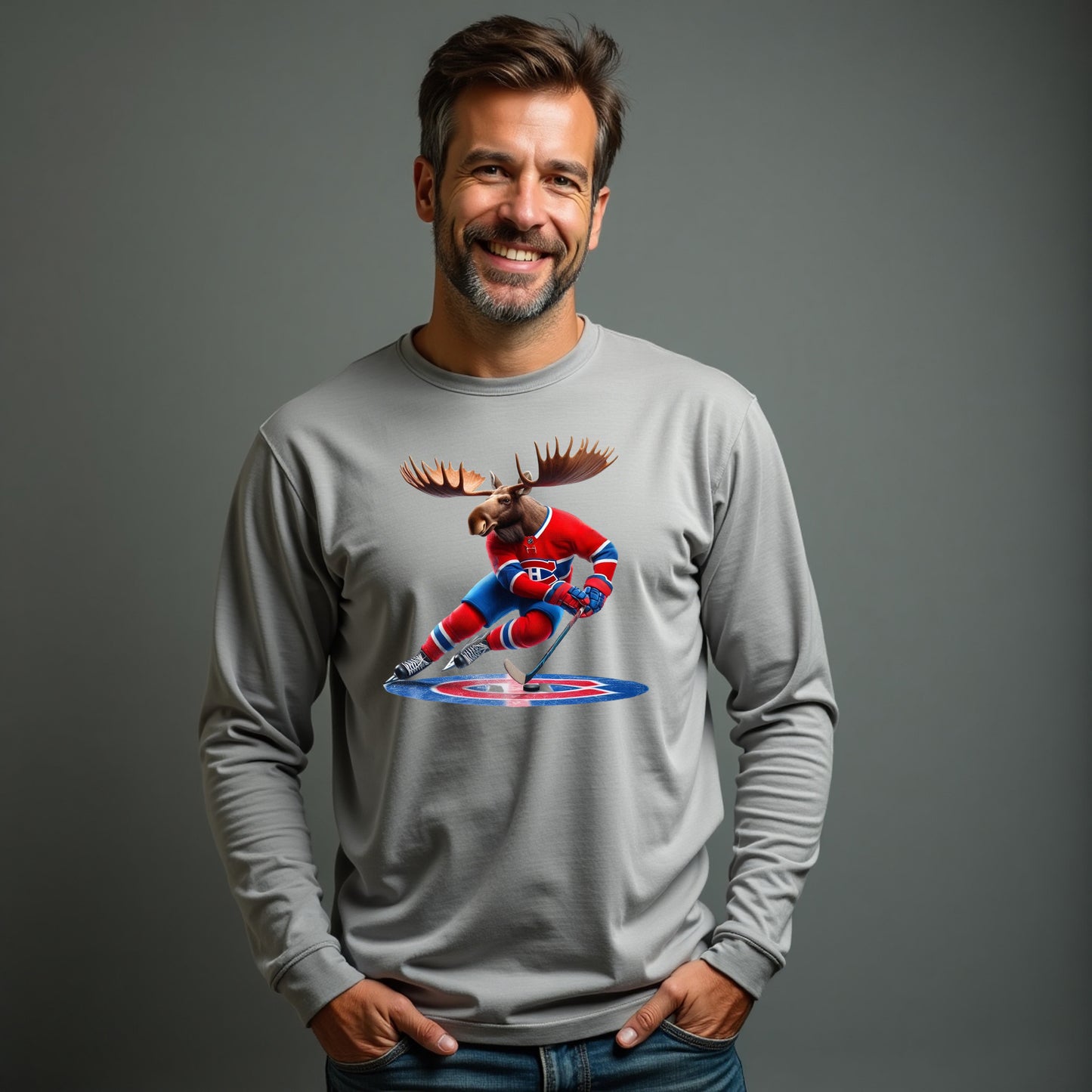 Montreal Canadiens, "Habs & Horns" Long Sleeve T Shirt