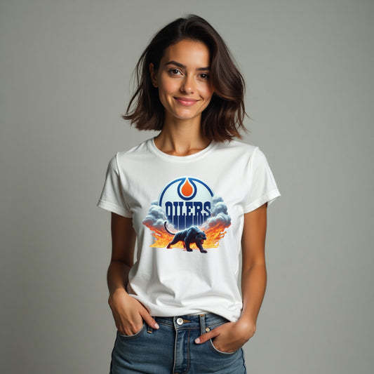 Edmonton Oilers, Ladies, "Flame The Rink" T Shirt