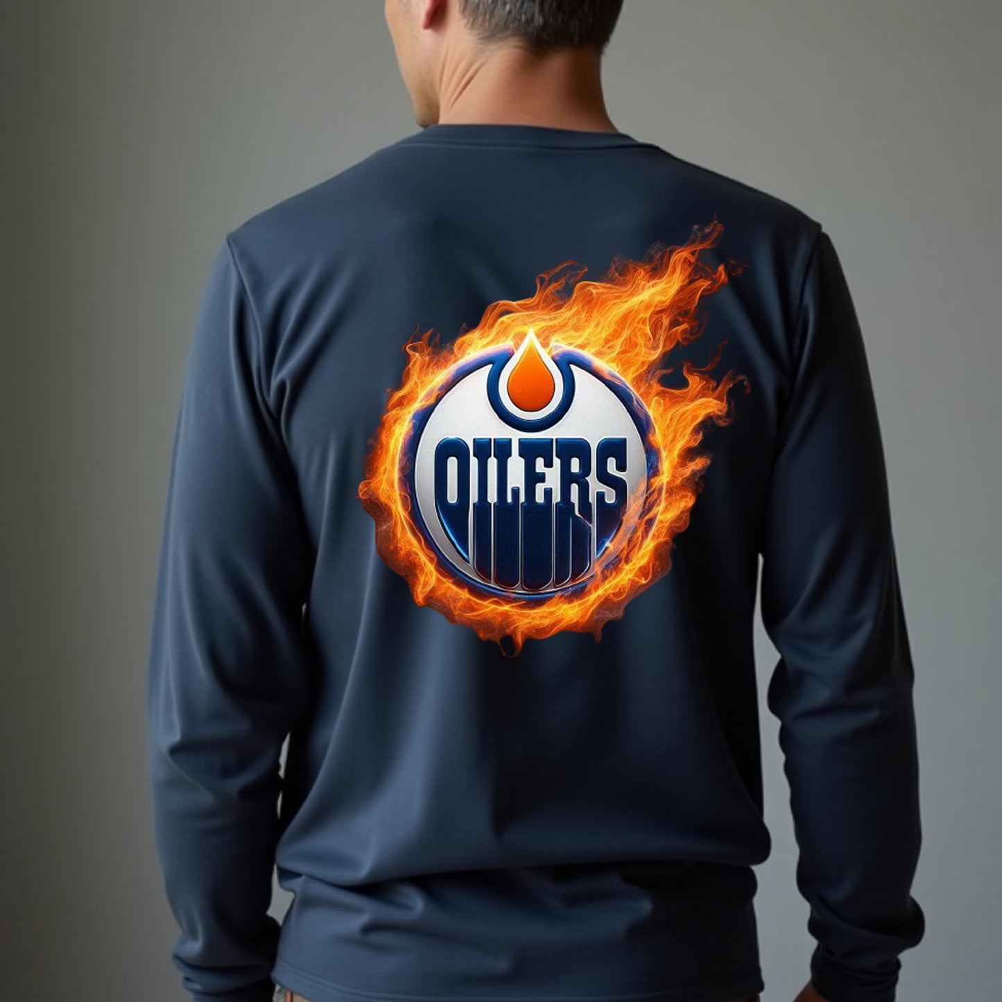 Edmonton Oilers, "The Flames" Long Sleeve T Shirt