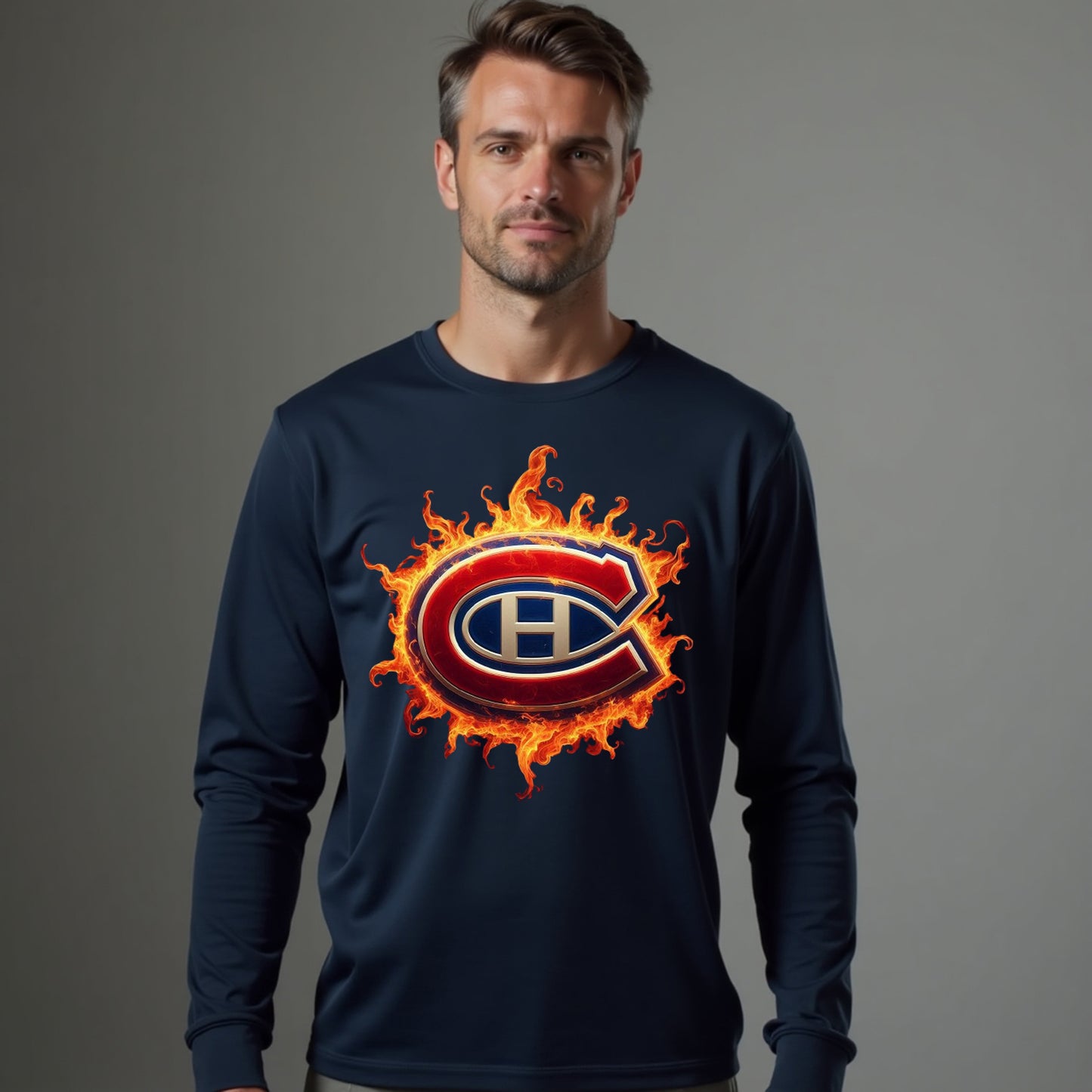 Montreal Canadiens, "Flames" Long Sleeve T Shirt