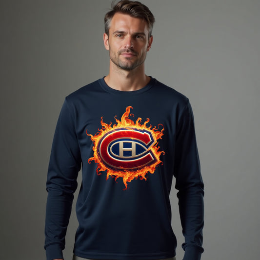 Montreal Canadiens, "Flames" Long Sleeve T Shirt