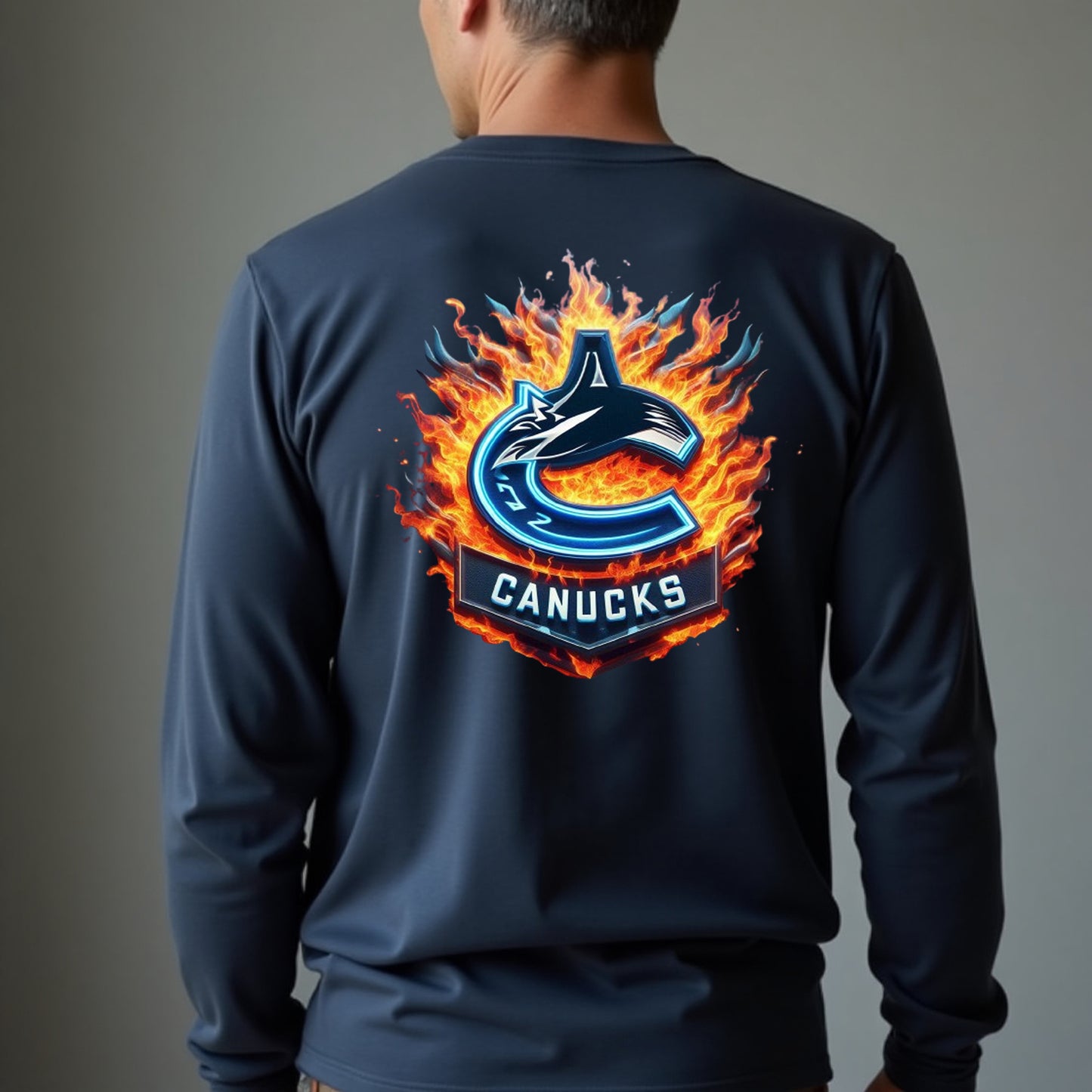Vancouver Canucks, "The Flames" Long Sleeve T Shirt