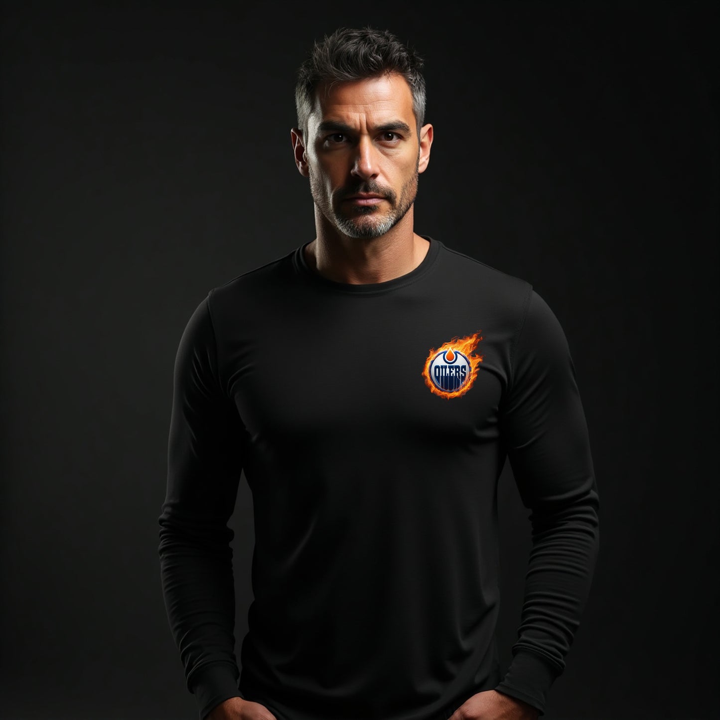 Edmonton Oilers, "The Bear In The Blue & Orange" Long Sleeve T Shirt