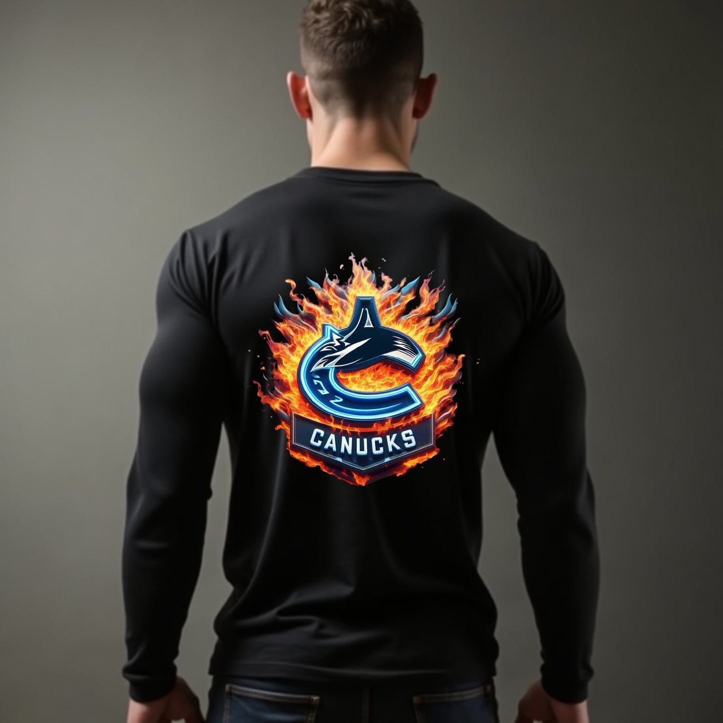 Vancouver Canucks, "The Flames" Long Sleeve T Shirt