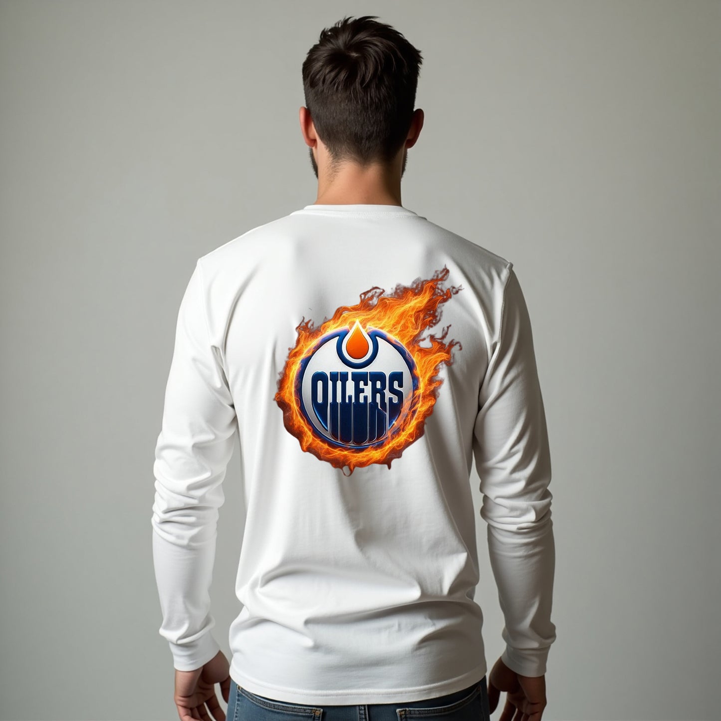 Edmonton Oilers, "The Flames" Long Sleeve T Shirt