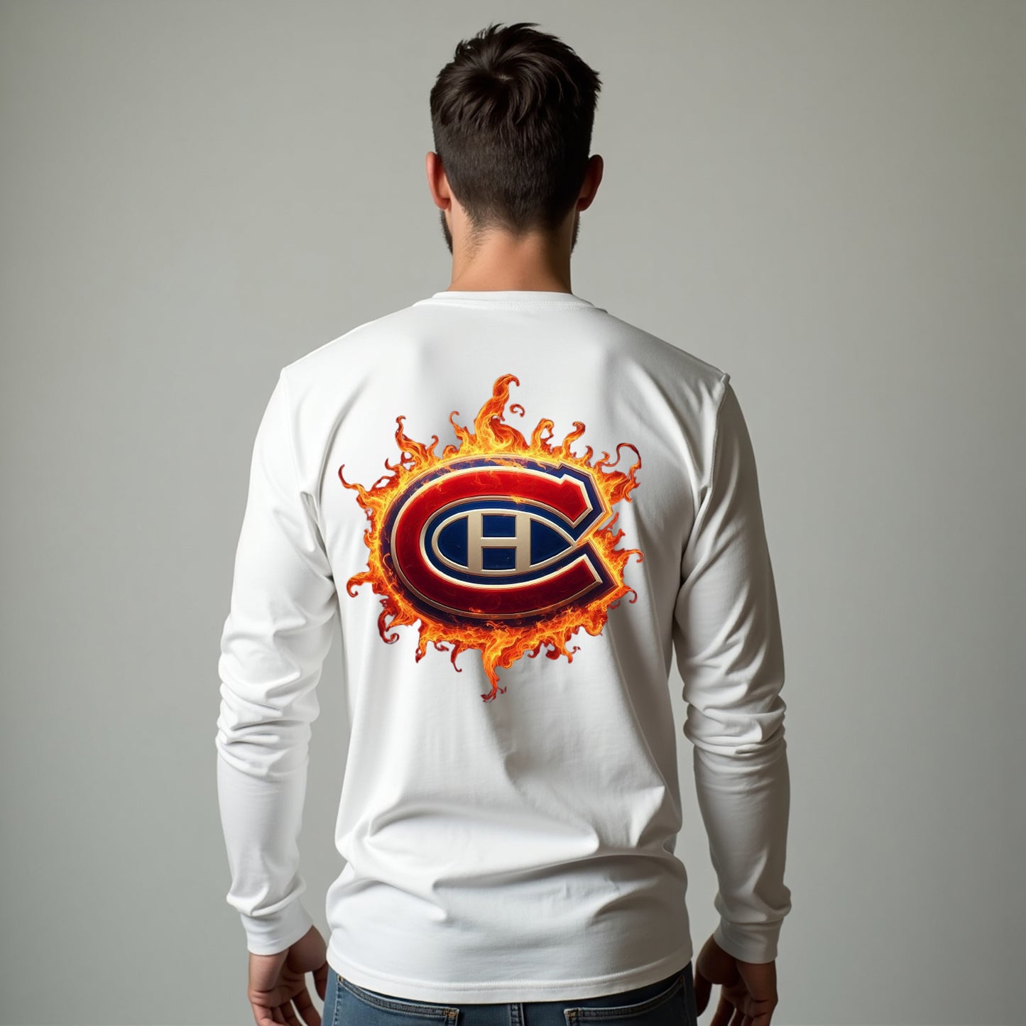 Montreal Canadiens, "Flames" Long Sleeve T Shirt
