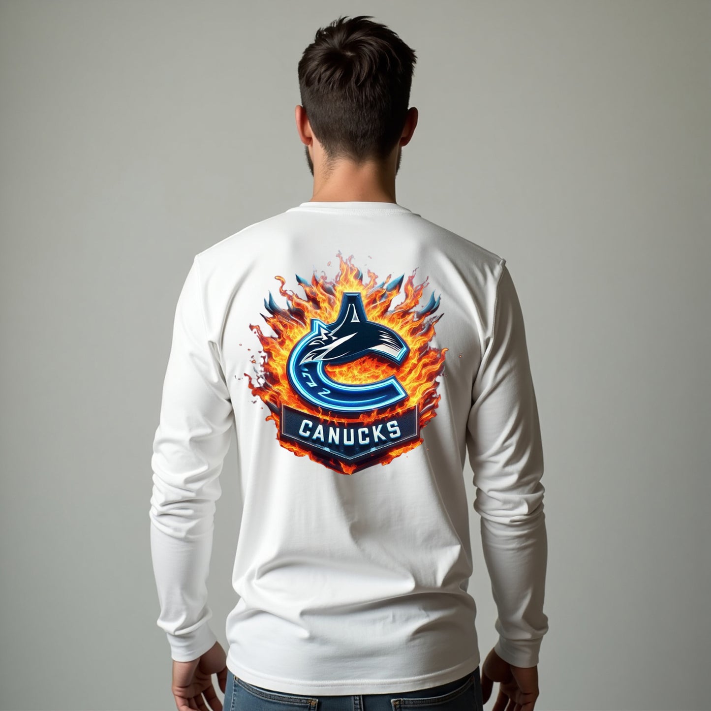 Vancouver Canucks, "The Flames" Long Sleeve T Shirt