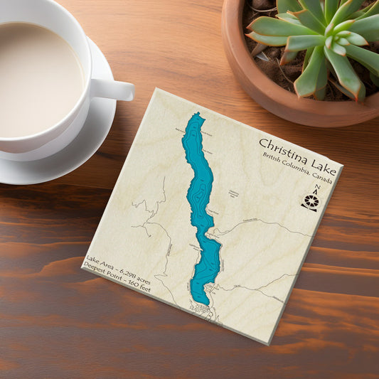 Christina Lake BC Map Coasters