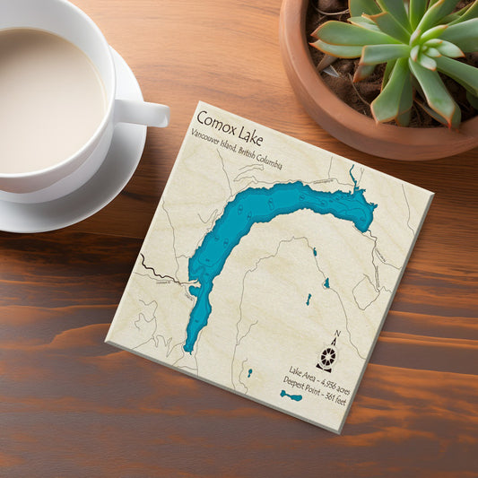 Comox Lake BC Map Coasters