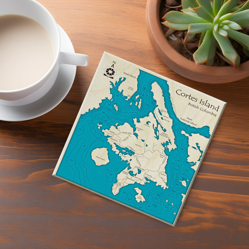 Cortes Island BC Map Coasters