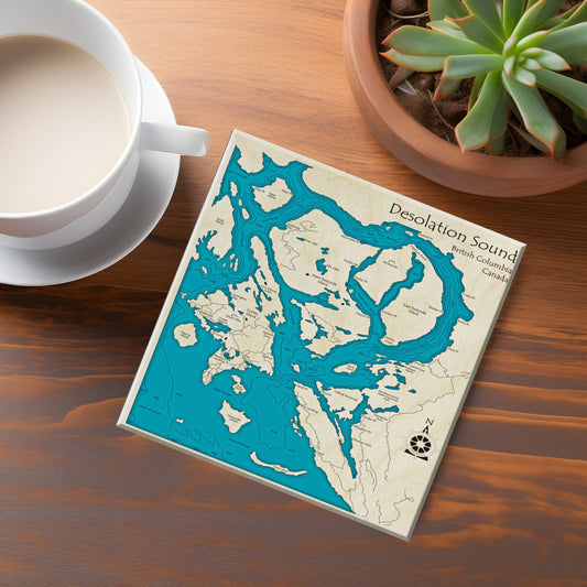 Desolation Sound BC Map Coasters