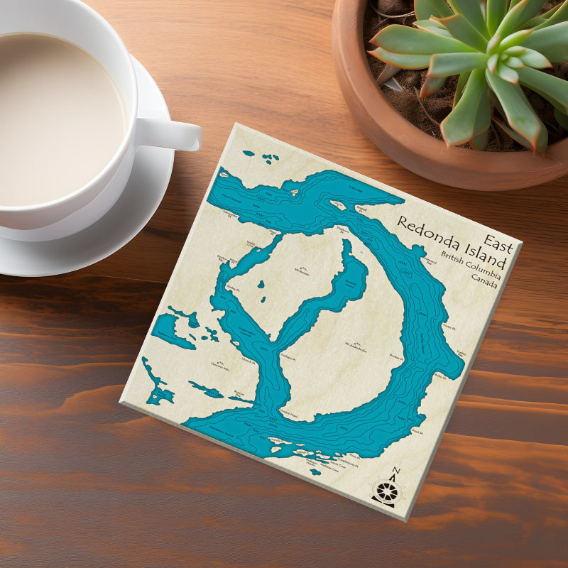 East Redonda Island BC Map Coasters