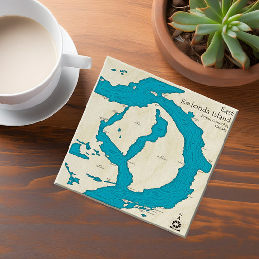 East Redonda Island BC Map Coasters