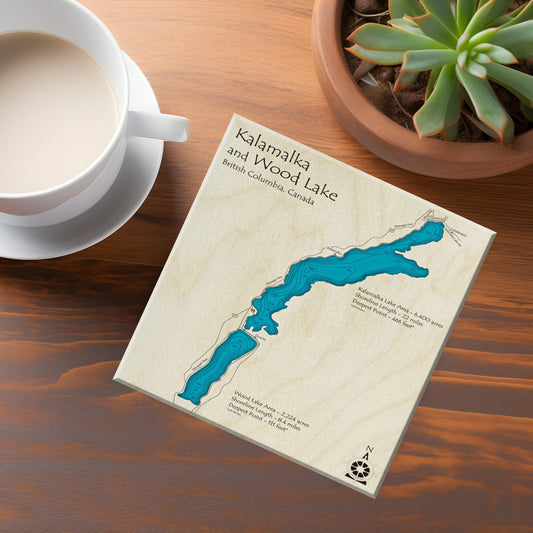 Kalamalka & Wood Lake BC Map Coasters
