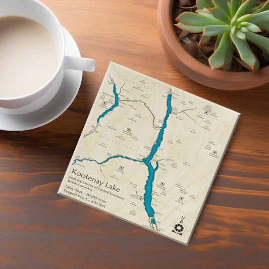 Kootenay Lake BC Map Coasters