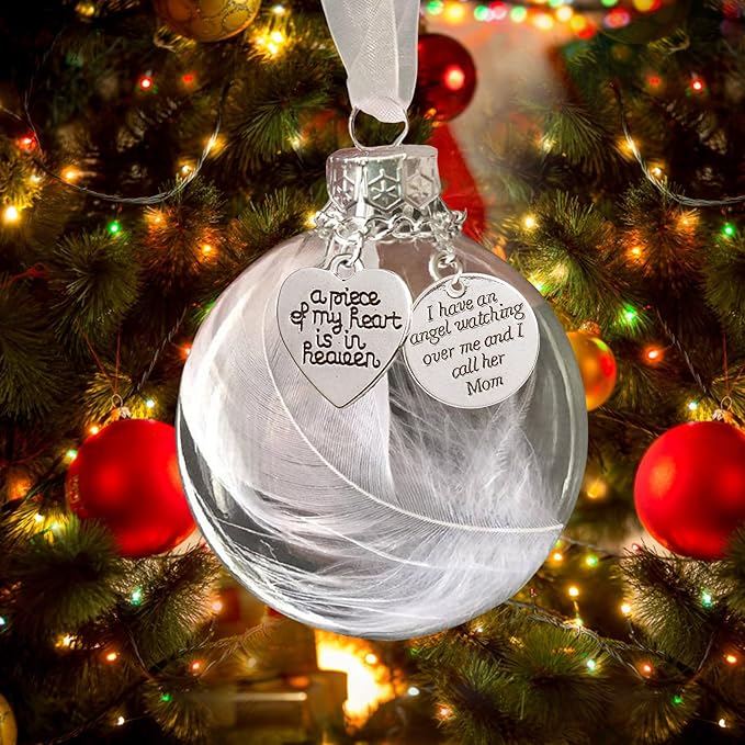 Mom Memorial Ornament Feather Ball