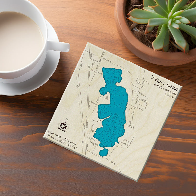 Wasa Lake BC Map Coasters